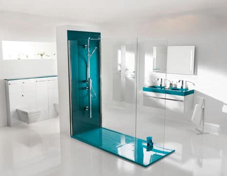 Une douche à l'italienne design et colorée @Ambiance Bain