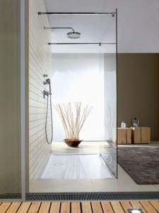 Salle de bains tendance, façon douche à l'italienne @Villeroy & Boch